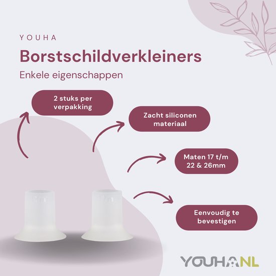 Youha Borstschildverkleiners - Borstschilden - Borstkolf accessories - BPA vrij - elektrische draadloze borstkolven - Silicone borstschilden - Set van 2 stuks - Maat 22mm van Youha — afbeelding 2