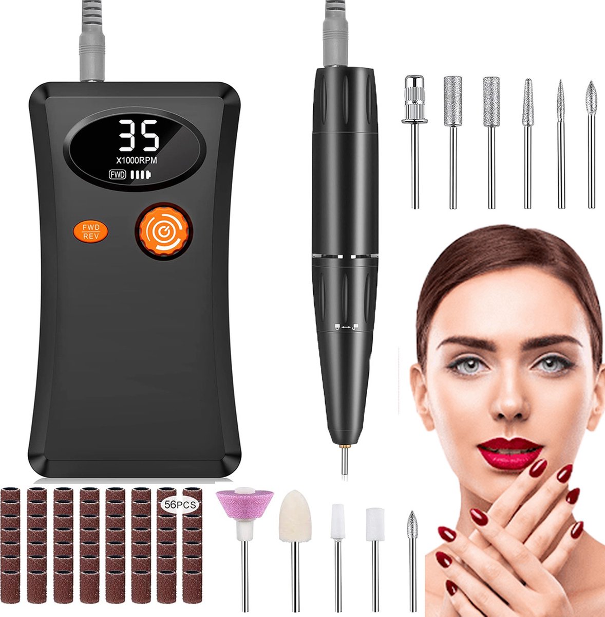 MKSS® Nagelfrees - Elektrische Nagelvijl - Manicure Set Elektrisch - Pedicure Apparaat - Zwart