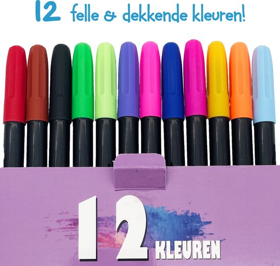 Creacol Marqueurs textile 12 pièces - Marqueurs textiles - Marqueurs Vêtements - Marqueurs textiles