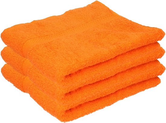 Towelcity Luxe badhanddoek - 3x - oranje - 50 x 90 cm - 550 grams - Badkamer textiel - Katoen