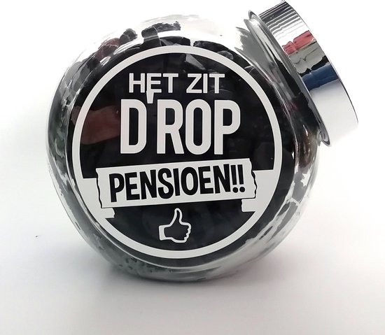 Foto: Snoeppot het zit d rop pensioen gevuld met drop drop cadeau pensioen cadeau