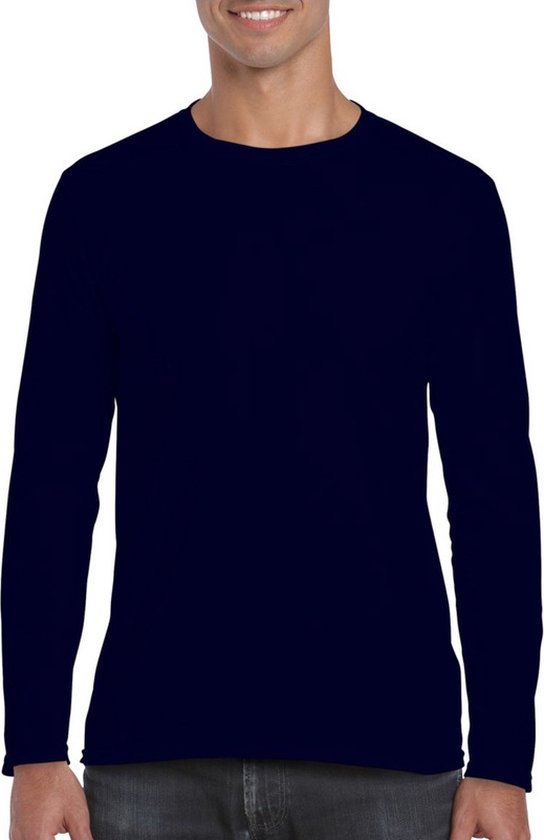 Gildan Basics t shirt met lange mouwen Donkerblauw Herenkleding Katoen polyester. bol