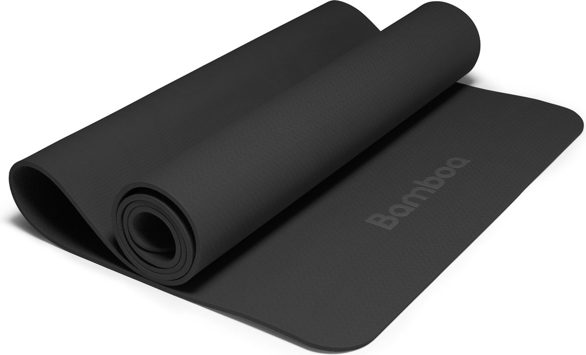 A-FTNSS Yoga Mat | Zwart & Grijs | 7mm | Anti-Slip | Optimale Grip | Sterke Yoga Mat | Makkelijk schoon te houden