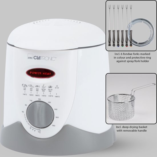 Clatronic FFR 2916 - Elektrische fondue - Mini Friteuse 1L - 6 fonduevorkjes — afbeelding 3