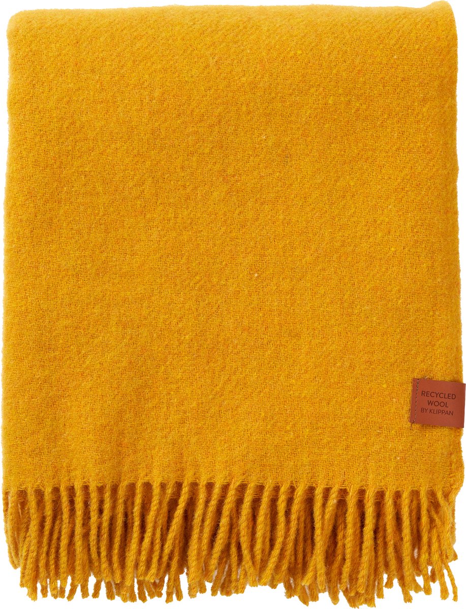Klippan Yllefabrik Klippan eco wollen deken – receycled wool en lamswol- True geel- uni deken 130x180 cm