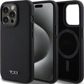Tumi TUHMP15LRBAK iPhone 15 Pro 6.1" zwart/zwart hardcase Leer Balistisch Patroon MagSafe