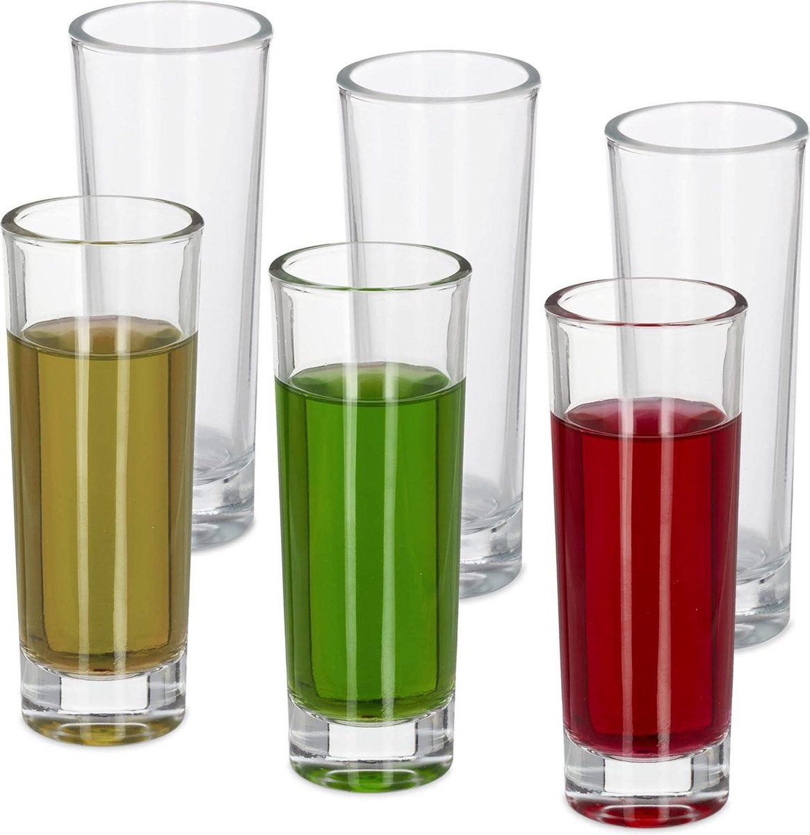 Set van 6 hoge likeurglazen met dikke bodem - elk 6 cl - vaatwasserbestendig - transparant