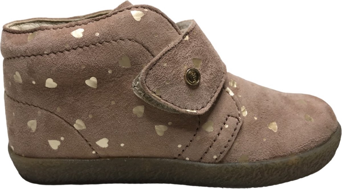 Falcotto - Conte VL - Mt 19 - velcro suede schoenen- gouden hartjes - oud roze