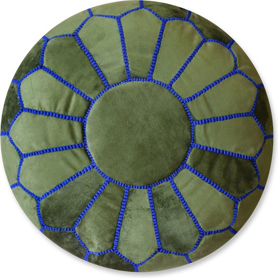 Pouf Velours - Vert - fait main et unique - velouté doux - livré rempli