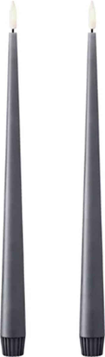 Ester & Erik Led Taper kaars 30cm dark slate set van 2 Grijs