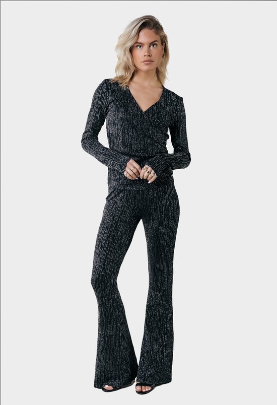Colourful Rebel Lurex Stripe Extra Flare Pants- S