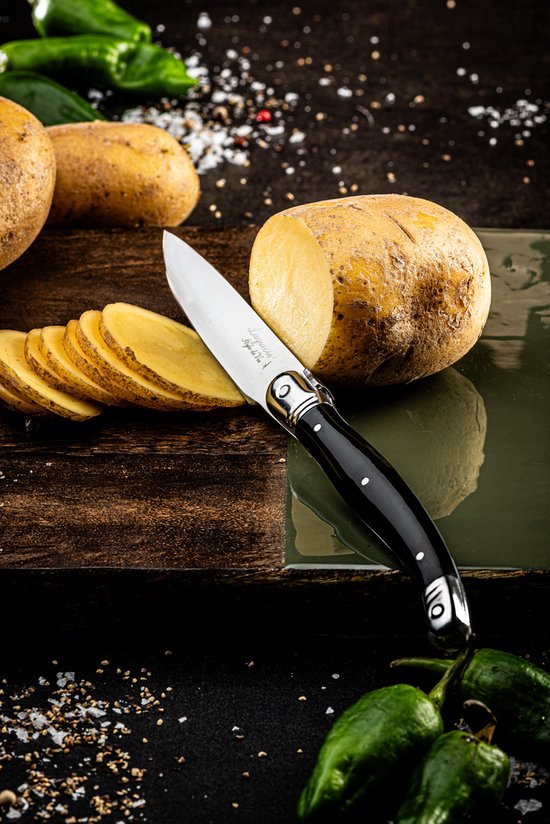 Laguiole Style De Vie Käsemesser-Set, 3-teilig, Schwarz – Premium Line Mit Honigbiene