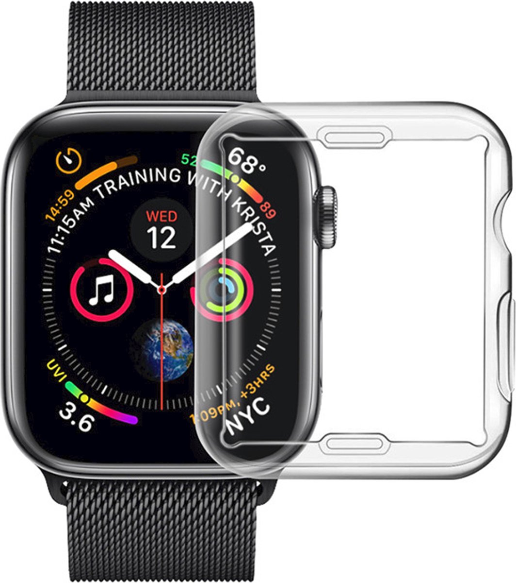 MY PROTECT - Hoesje Geschikt Voor Apple Watch 38mm Siliconen Bescherm Case - Screenprotector - Transparant