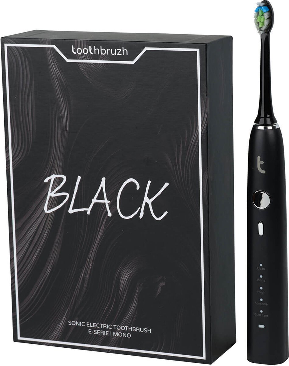 Toothbruzh E-Serie Mono Black Sonische elektrische tandenborstel 90 dagen batterij incl Reisetui
