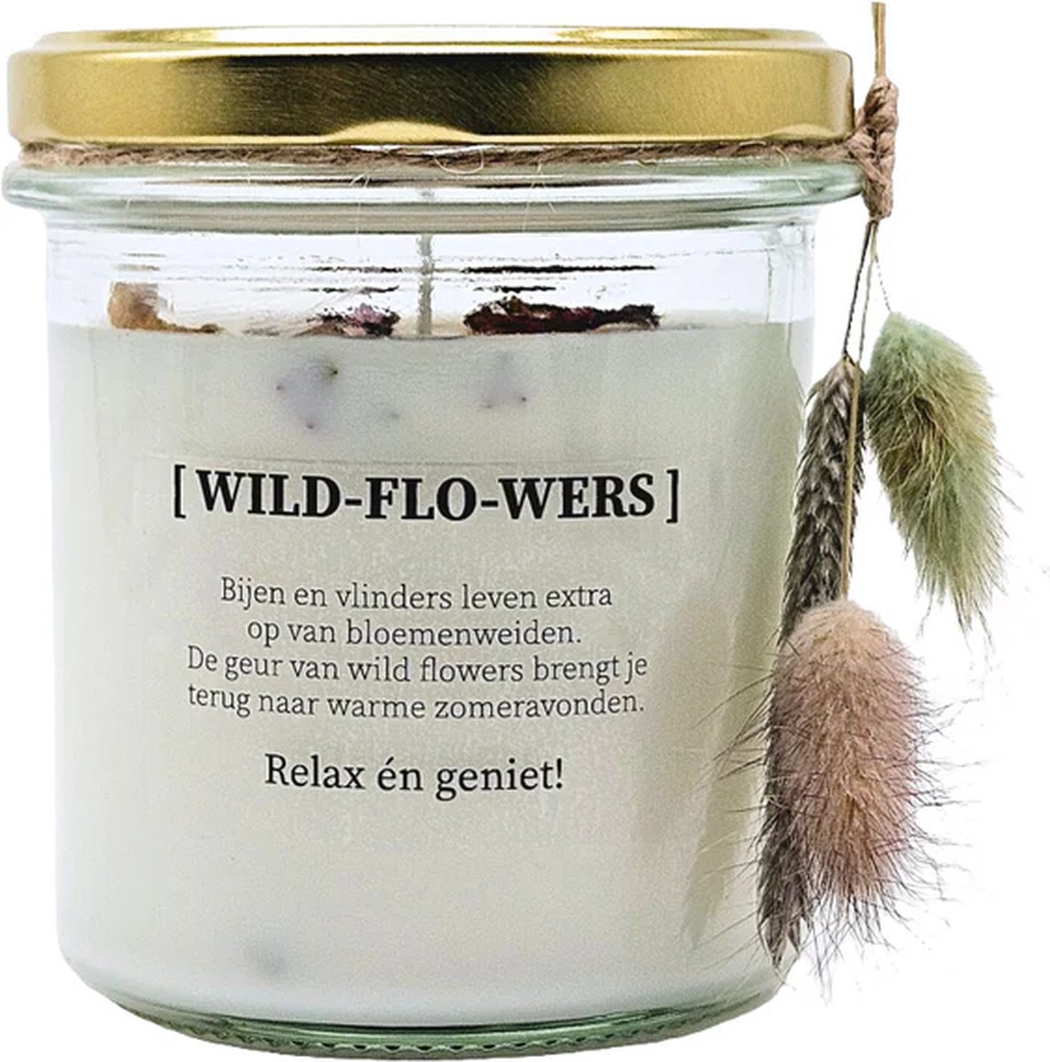 Geurkaars met droogbloemen - wild flowers - 8cm