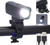Fietslamp LED - Fietslicht - Bikelight - Voorlicht voor fietsen - Fiets lamp - 1300 Lumen - Fietslampje met Oplader - Met standaard - Oplaadbaar - Zwart