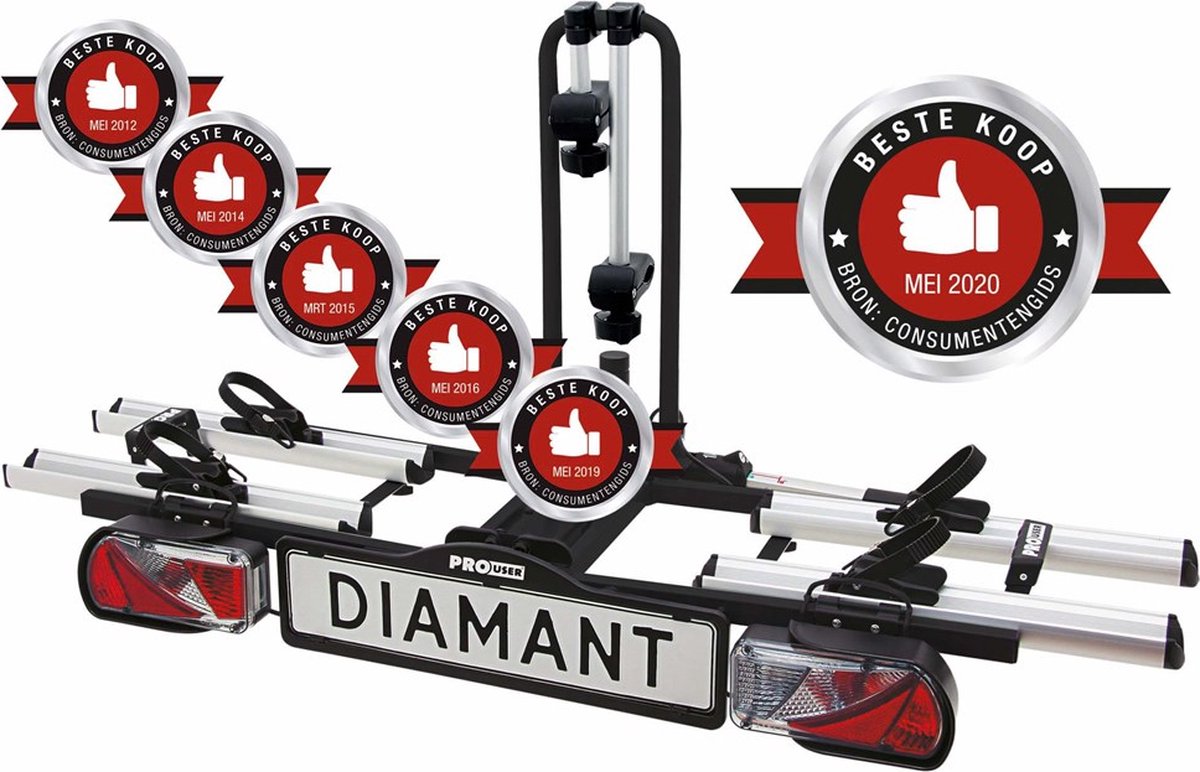 Pro-User Diamant Fietsendrager Trekhaak - 2 Fietsen - 60kg thumbnail 6