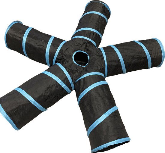 Adori Katten Tunnel 5 Gangen - Kattenspeelgoed - Ø25x50 cm Zwart