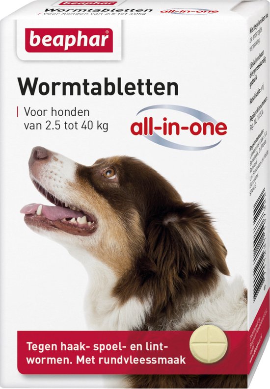 Foto: Beaphar all in one ontwormingsmiddel hond 2 5 40 kg 4 tabletten