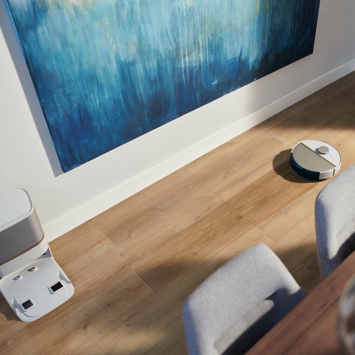 Afbeelding 3 van Philips HomeRun Aqua 7000 Series XU7100/02 - Robotstofzuiger met Dweilfunctie - Incl. Laadstation - Wit / Goud - App Connected