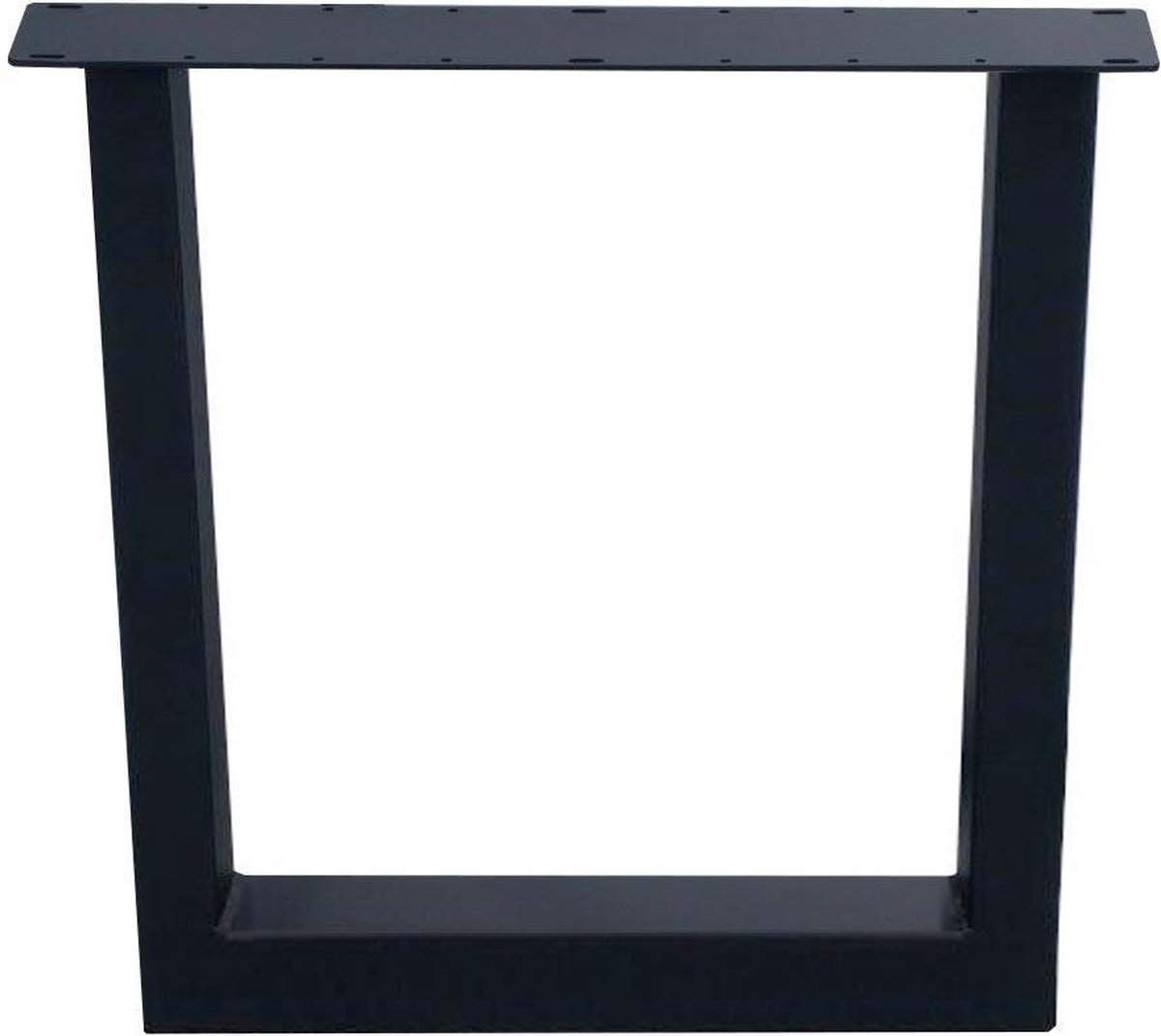 Furniture Legs Europe Stalen buiten U tafelpoot zwart 75 bij 10 cm en hoogte 72 cm (10 x 10 cm) - Set van 2 stuks