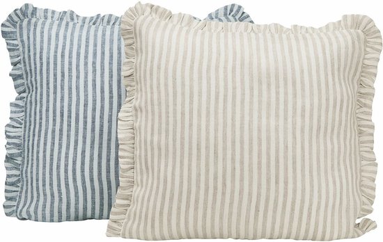LOBERON Housse de coussin lot de 2 Brenda bleu/blanc