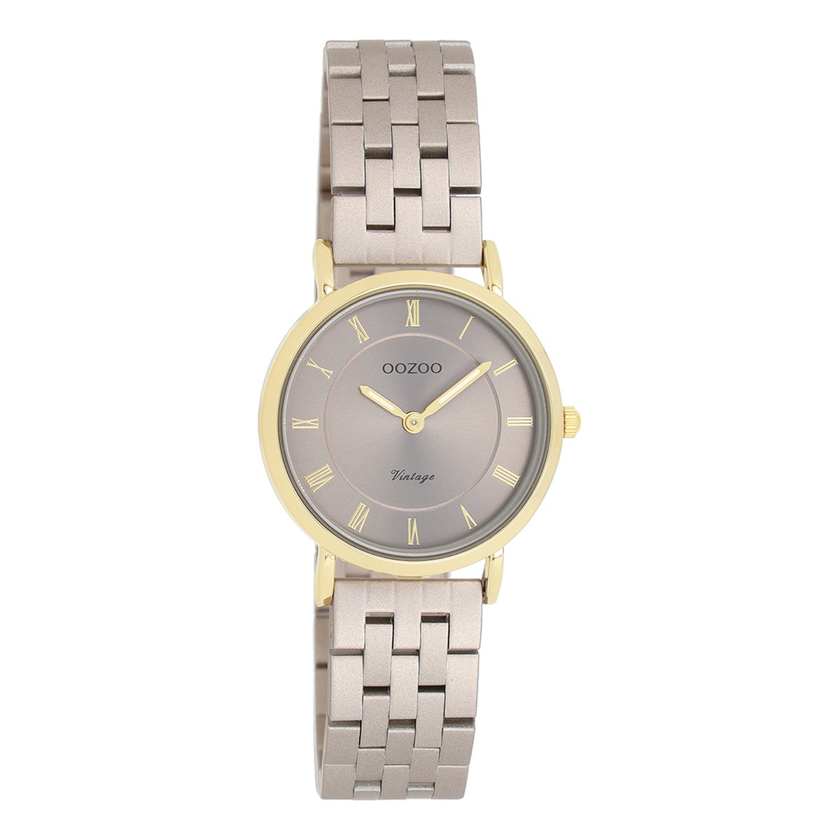 OOZOO Vintage series - Taupe horloge met taupe roestvrijstalen armband - C20375