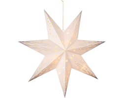 Lumineo Verlichte kerstster - wit - 40 cm - op batterijen - 10 led lampjes - warm wit