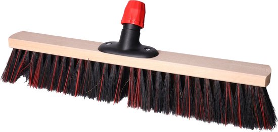 Houten straatbezem/buitenbezem Arenga 50 cm met metalen telescoopsteel zwart 80 - 130 cm - Harde buitenbezems van Sorbo — afbeelding 3