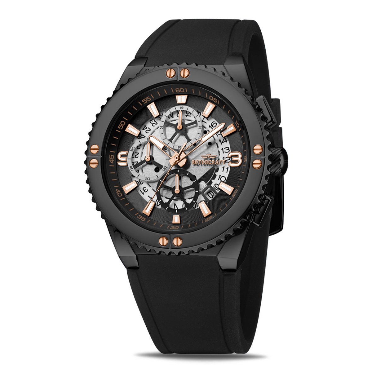 Rotorcraft - Heren Horloge Scorpion Chrono - Zwart