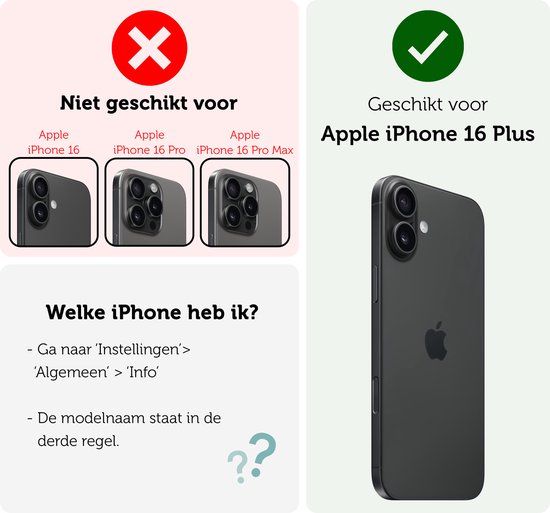 Coque adaptée pour iPhone 16 Plus Coque en Siliconen – Coque adaptée pour iPhone 16 Plus Coque arrière – Zwart