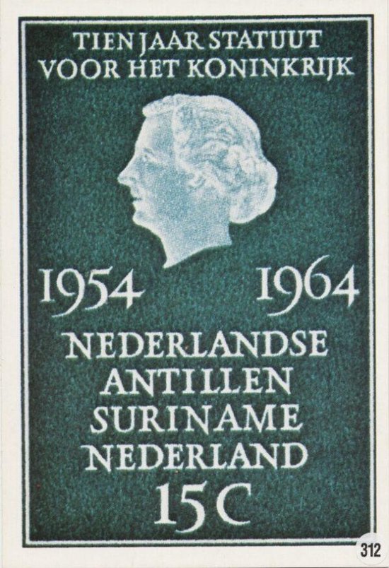 Briefkaart Met Afbeelding Koningin Juliana Tien Jaar Statuut Voor Het 