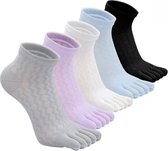 Teensokken - Women's - Teen Sokken - 5 Paar - Katoen - Yoga Sokken - Gladde Teennaad - Geen Vervelende Naden - Toe Socks - Toesocks - Dames - Runner Teensokken - Antibacterieel - Ademend - Comfortabele Sokken