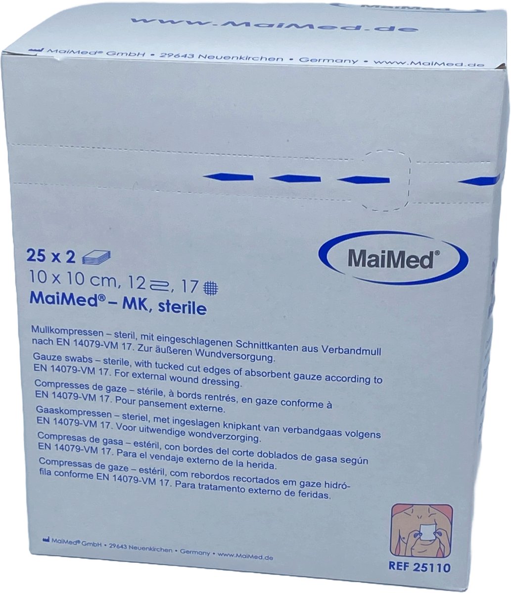 Goedkoopste Gaascompressen 10cm x 10cm Steriel verpakt - 12 laags