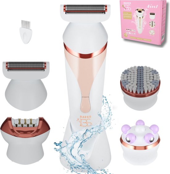 Foto: Baess 4 in 1 ladyshaves voor vrouwen waterdicht oplaadbaar scheerapparaat vrouw bikinitrimmer dames epilator wit