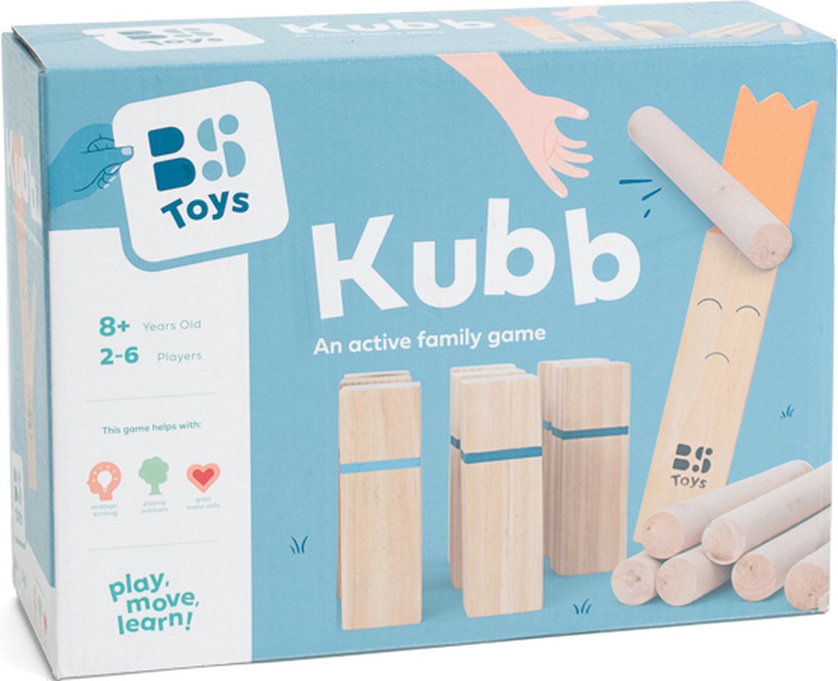 BS Toys Kubb Werpspel - Zweeds Spel - 2 tot 6 Spelers - Geschikt vanaf 8 jaar - Buitenspeelgoed van Vurenhout - Kubb spel original - Kubb familiespel - Kubb spel Volwassenen - Buiten speelgoed - Buitenspel - Buiten Spellen - Tuin Speelgoed — afbeelding 9