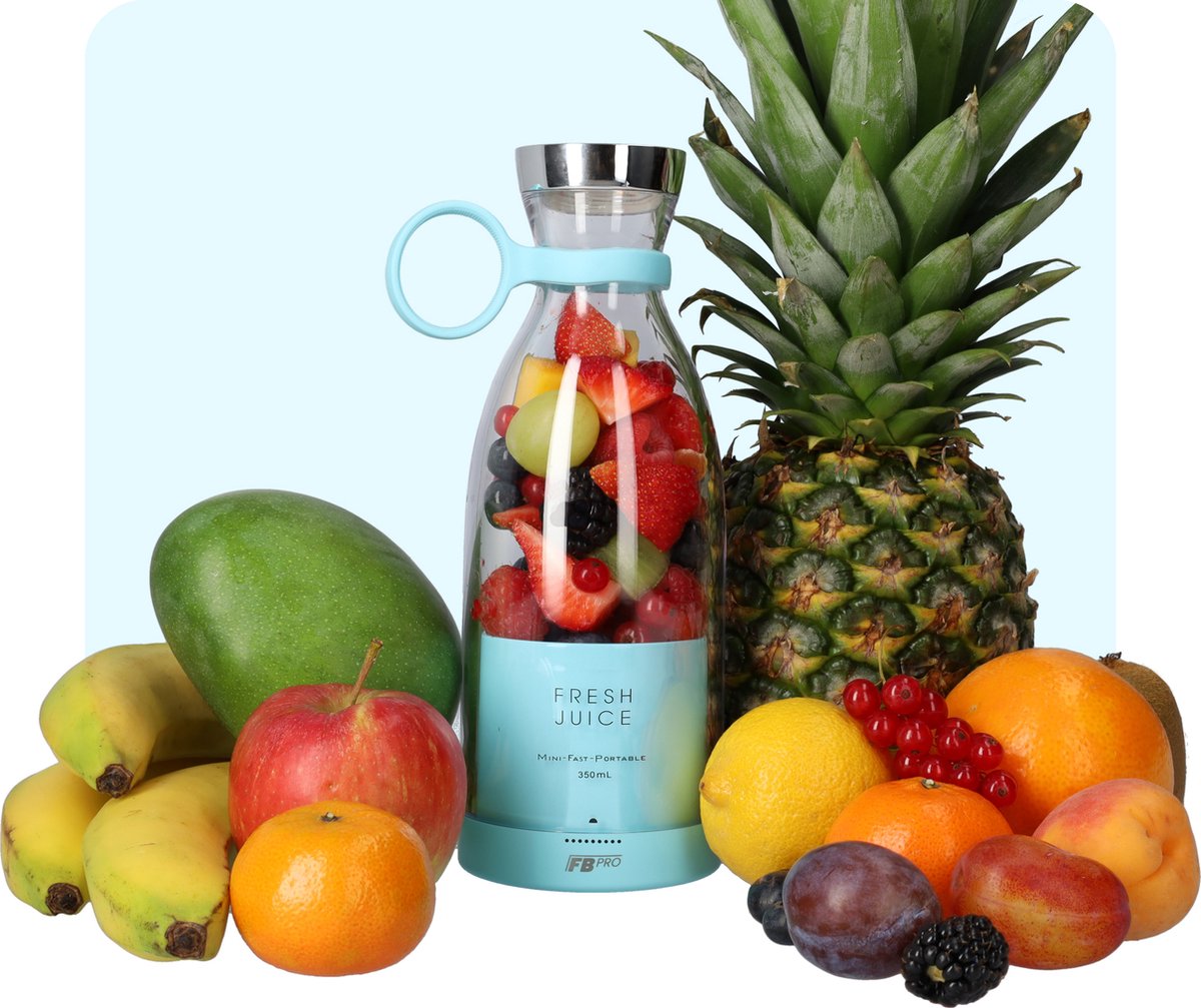 Blauwe Draadloze Blender To Go - Smoothie maker voor onderweg! - Draagbare mini blender blauw - Mixer voor smoothies - Draadloos opladen mogelijk! - Handmixer voor gezonde drankjes