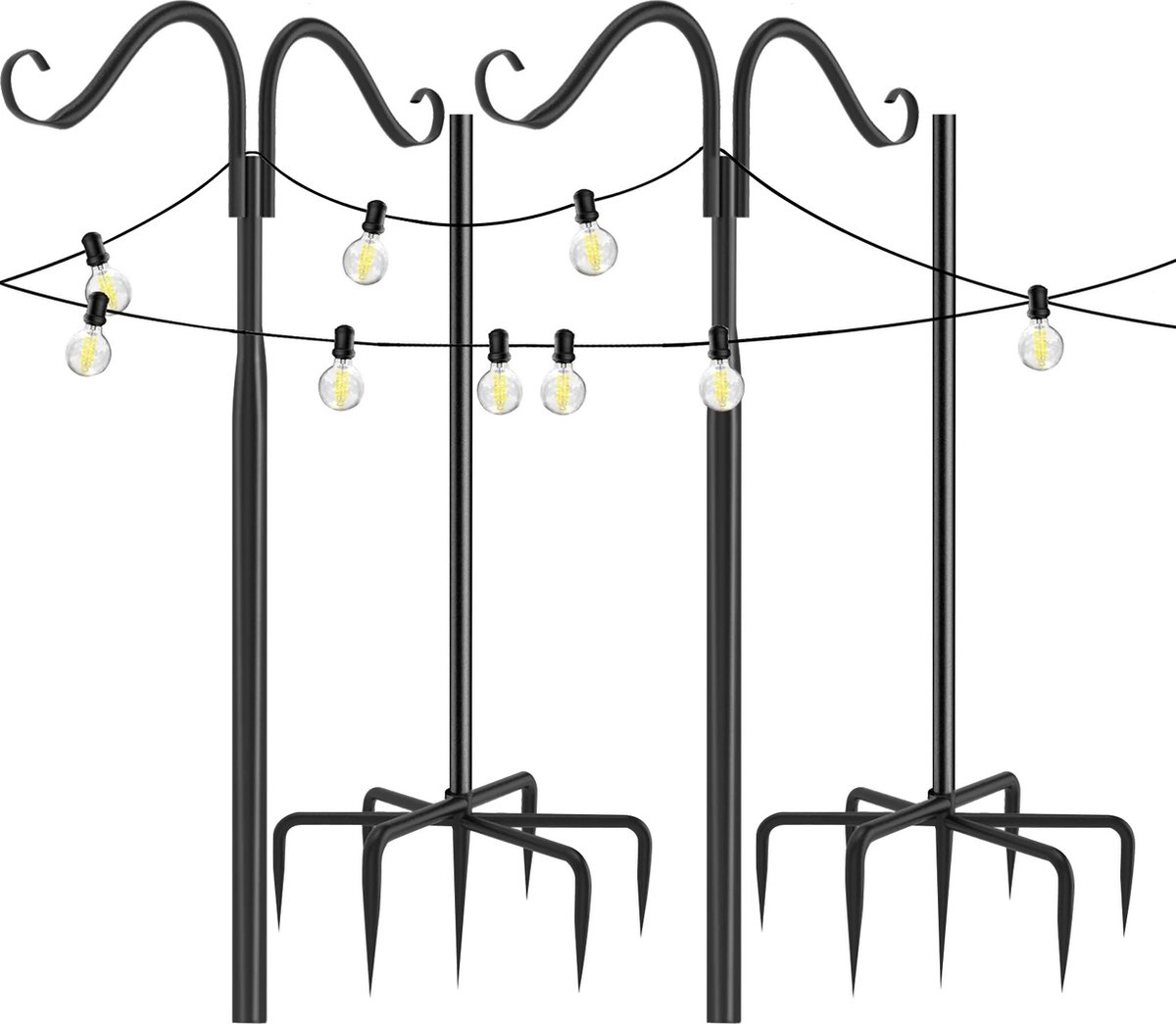 Bol.com Buitenverlichting Palen met Verstelbare Herdershaken - Stevige Metalen Standaard voor Lichtkettingen, Lichtsnoeren, Verl... aanbieding