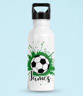 Kinder Waterfles - Kinder Drinkfles - Gepersonaliseerde Kinderwaterfles - Gepersonaliseerd Cadeau - Geschikt Voor School - Kleuterschool En Sport Kinder Drinkfles - Kinder Drinkfles Met Naam - Lekvrij - Kerstcadeau - Voetbalontwerp - 400 Ml