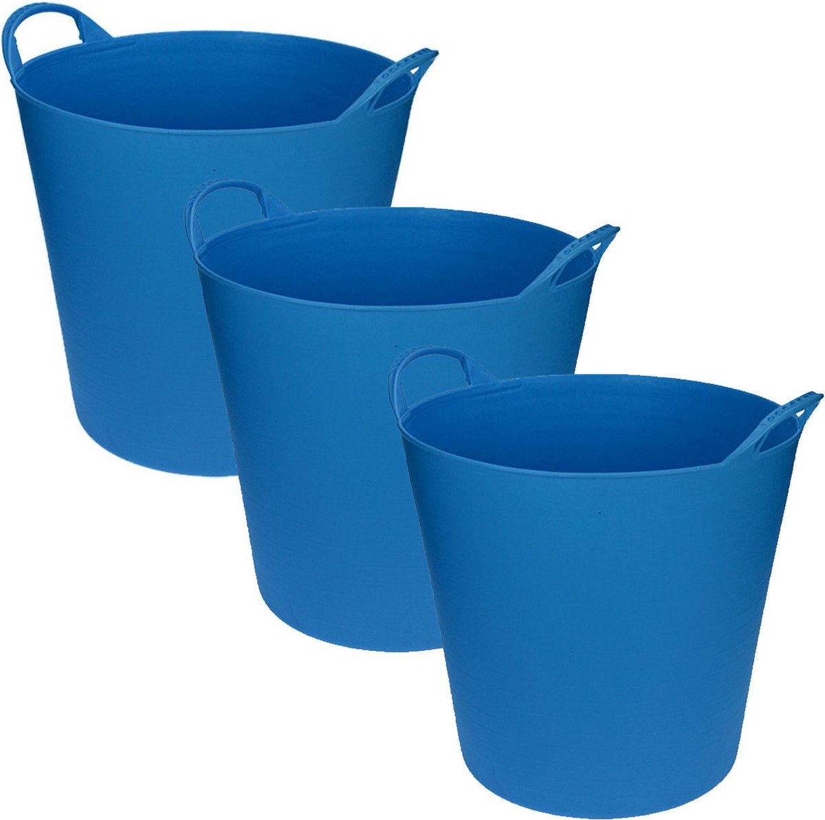 Goedkoopste Flexibele emmer/wasmand/kuip - 3x - blauw - 20 liter - Opbergmanden - Wasmanden - Flexibele emmers - 35 x 30 cm