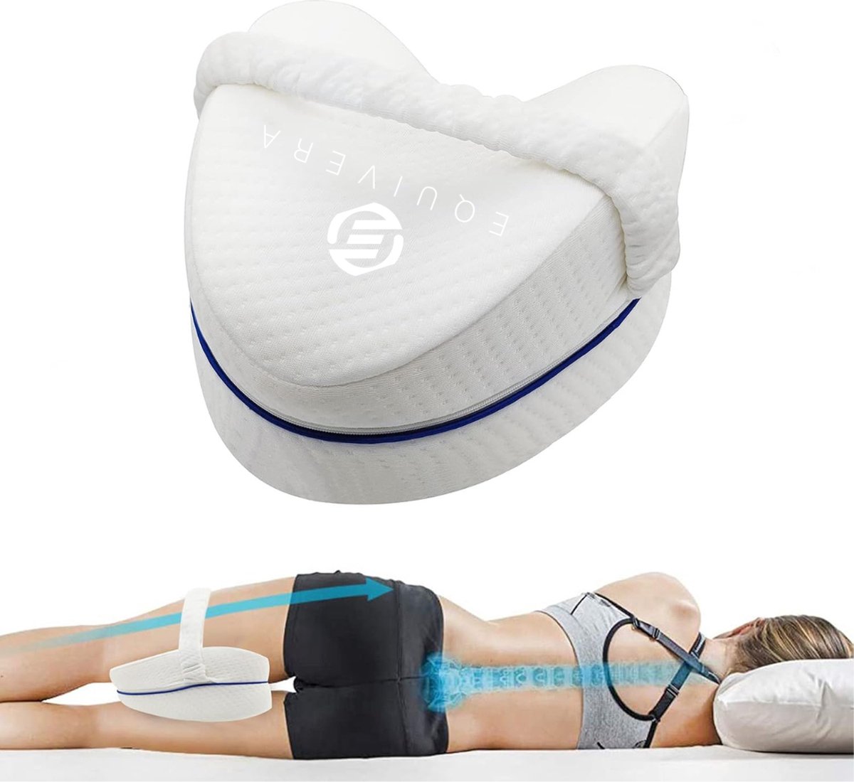 Goedkoopste Equivera Kniekussen - Kniekussen voor in Bed - Kniekussen Orthopedisch - Zijslaapkussen - Kniekussen voor in Bed