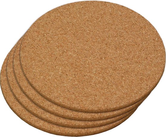 Foto: Kesper ronde pannen onderzetters 4x van kurk dia 20 cm 1 cm dik pannen en hete ovenschalen