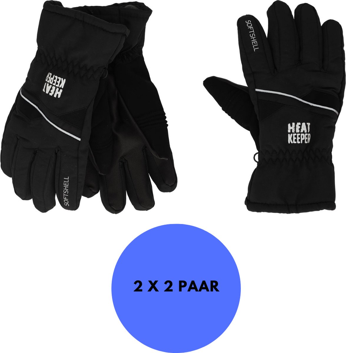 Heatkeeper Ski handschoenen pro heren – 2-Paar Wintersport handschoenen Zwart