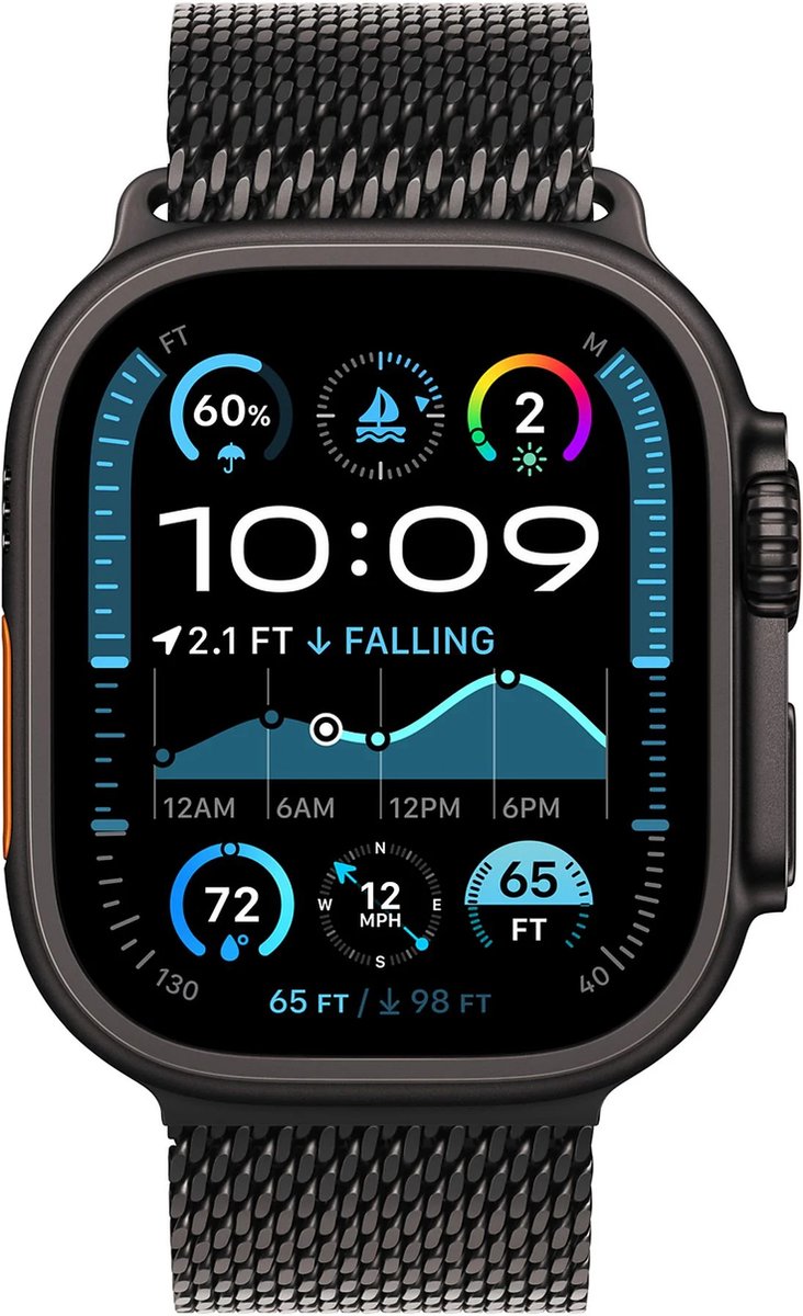 Apple Watch Ultra 2 GPs + Cellular 49mm Black Titanium Milanese Loop Small Smartwatch
