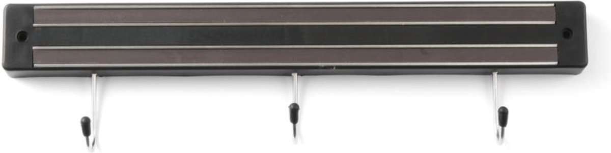 HENDI Messenmagneet met 3 haken – zwart – 34 cm – dubbele magneetstrip