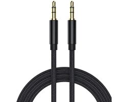 JUALL AUX Kabel 3.5 mm - Audio Kabel - Jack Kabel - 3 Meter - Zwart Gevlochten