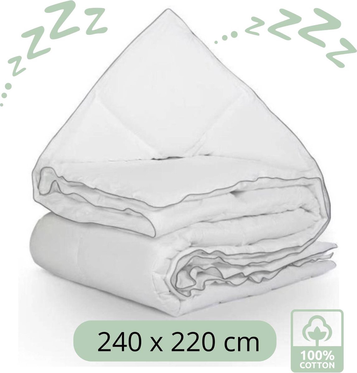 Droomtextiel All Season Dekbed - 100% Katoen - Hotelkwaliteit - Lits-Jumeaux 240x220 cm - Comfort & Ademend - Antiallergisch - Hoogwaardige Kwaliteit - Heerlijk Zacht
