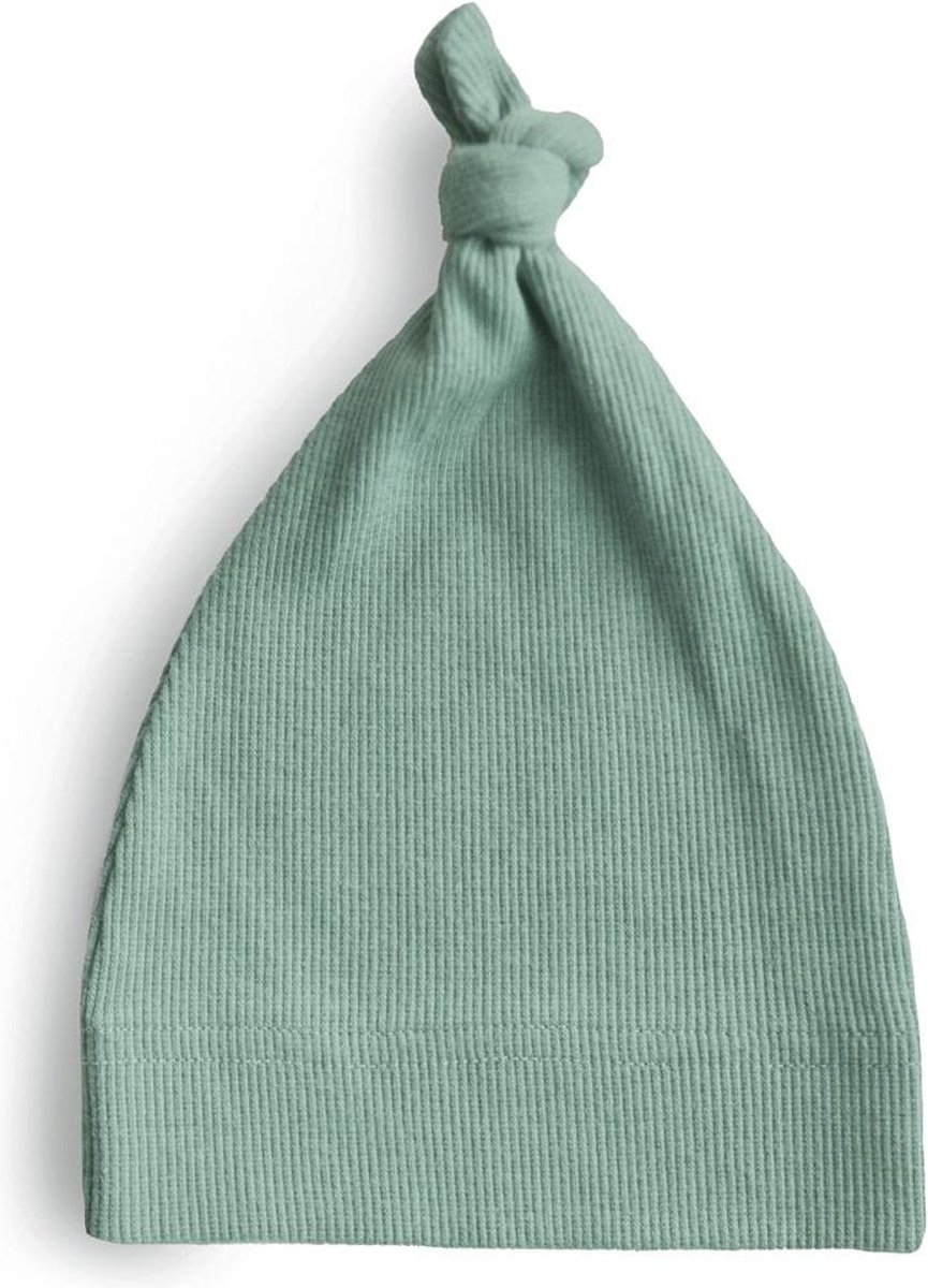 Mushie - Geboorte Muts - Baby Beanie Ribbed - Babymutsjes - Roman Green