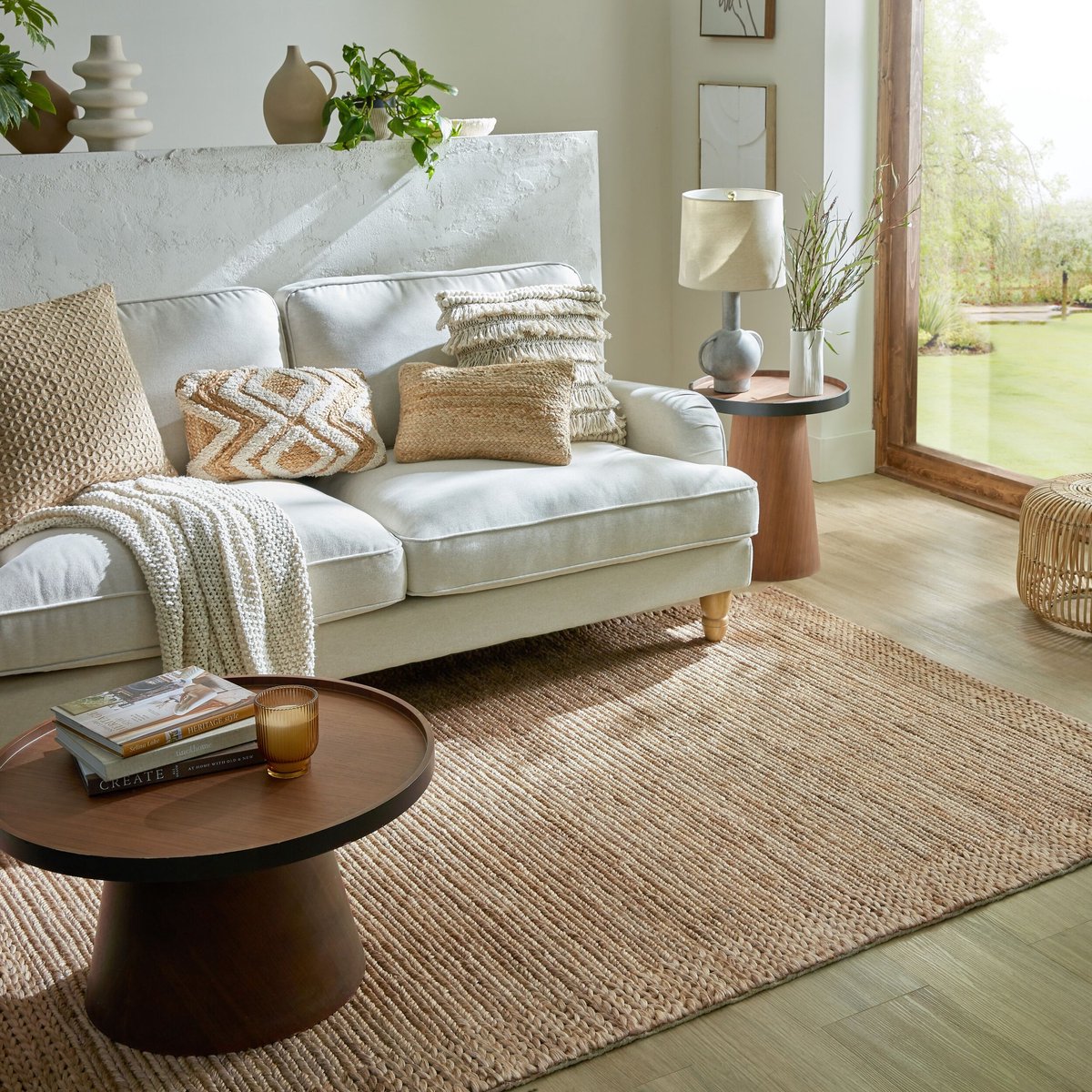 flycarpets Loper Laagpolig vloerkleed Drew Braid Kader - Handgeweven - Naturel 60 x 230 cm