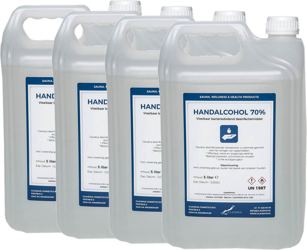 Goedkoopste Handalcohol spray 70 - 5 liter - set van 4 stuks